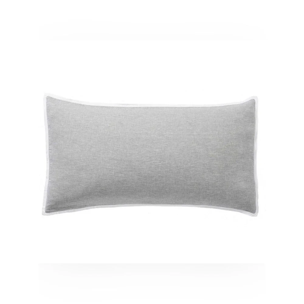 Pottery Barn Belgian Flax Linen Contrast Flange Sham Set Flagstone/White | King